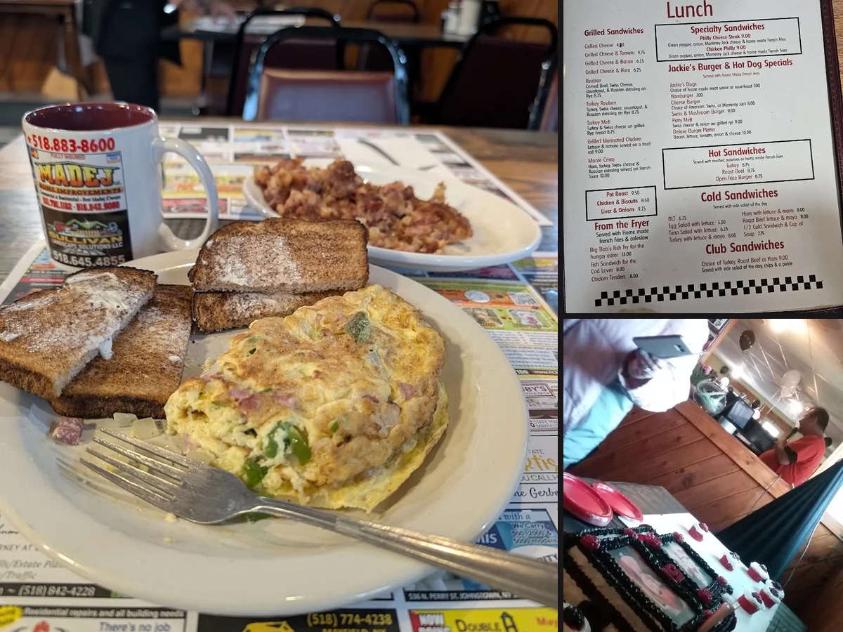 Cozy diner booths and table service.